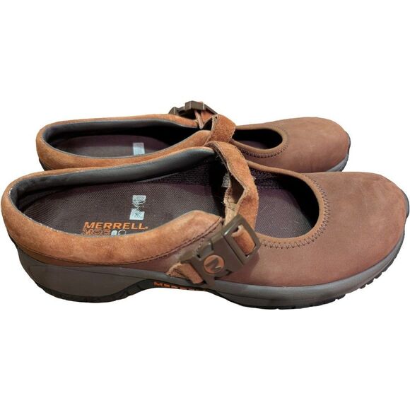 Merrell Slip On Encore Mary Jane Womans 9 Moc Ortholite Brown Suede - Picture 1 of 8